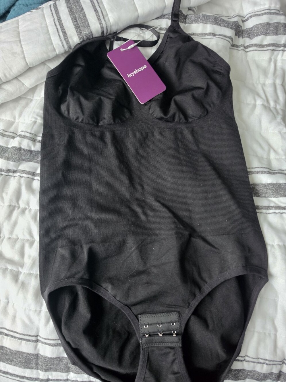 Women's Hey SHAPE Black Seamless Ribbed Bodysuit XL Nwt